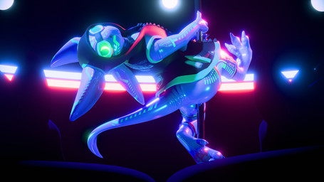 4_ears anthro claws clothed clothing collar dancing drone dronesuit exhibitionism eyewear feathers feet glowing glowing_eyes goggles harness hoodie latex latex_clothing latex_legwear latex_skinsuit legwear looking_at_viewer male multi_ear muzzle_(object) muzzled pawpads paws pole pole_dancing public skinsuit solo spiri'vali stripper_pole tail tight_clothing topwear kaanavali hiyu_(modeler) avali avian 16:9 3d_(artwork) 4k absurd_res blender_(artwork) blender_cycles_(artwork) digital_media_(artwork) hi_res widescreen