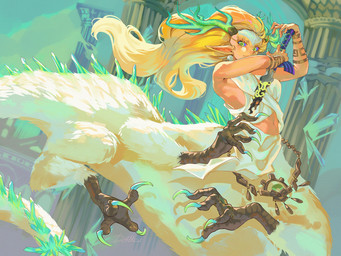 blonde_hair clothed clothed_female clothed_taur clothing female female_taur hair horn humanoid_pointy_ears master_sword melee_weapon navel pointy_ears solo sword taurified weapon draltruist mythology nintendo tears_of_the_kingdom the_legend_of_zelda light_dragon_(totk) princess_zelda dragon dragon_taur humanoid_taur mythological_creature mythological_scalie scalie taur 2026 hi_res signature