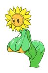 2020 anthro big_breasts big_butt breasts butt clothed clothing digital_media_(artwork) elemental_creature elemental_humanoid elfdrago eyelashes female flora_fauna flower flower_creature flower_humanoid freckles green_body huge_breasts humanoid leaf leaf_arms leaning leaning_forward mario_bros mouthless nintendo plant plant_humanoid simple_background solo sunflower_kid super_mario_sunshine white_background