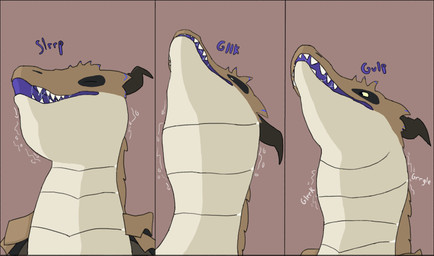 anthro bodily_fluids digestion duo feral gulp_(sound_effect) gurgle_(sound_effect) licking licking_lips male male/male mouth_shot neck_bulge open_mouth oral_vore saliva slurping swallowing tongue tongue_out vore ordinary_system mythology ezmir_(helixftw) helix_(helixftw) dragon kobold mythological_creature mythological_scalie scalie absurd_res comic hi_res