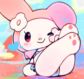 abstract_background anthro bikini blush blush_lines butt camel_toe chibi closed_smile clothed clothed_anthro clothed_female clothing empty_eyes eyelashes featureless_feet feet female fingers flat_chested flower flower_on_head fur gesture hand_gesture heart_symbol hindpaw hoodie leaning leaning_backward legs_up looking_at_viewer mouth_closed multicolored_bikini multicolored_clothing multicolored_swimwear one_eye_closed paws pink_clothing pink_hoodie pink_topwear pivoted_ears plant presenting presenting_hindquarters side-tie_bikini smile smiling_at_viewer solo string_bikini stylized_empty_eyes swimwear topwear two-piece_swimsuit v_sign white_body white_flower white_fur wink winking_at_viewer yellow_nose young young_anthro young_female ligma_(artist) onegai_my_melody sanrio my_melody lagomorph leporid mammal rabbit 2025 digital_media_(artwork) full-length_portrait hi_res portrait shaded soft_shading