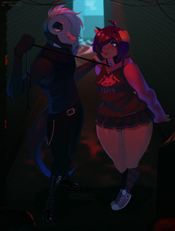 alley alternative_fashion anthro bedroom_eyes bottomwear clothing collar duo female imminent_prositution leash lovesick male male/female master miniskirt narrowed_eyes pimp prostitution punk seductive skirt slave freakster rachel_fuller xiro_decobray domestic_pig hybrid mammal reptile scalie snake suid suine sus_(pig) absurd_res hi_res