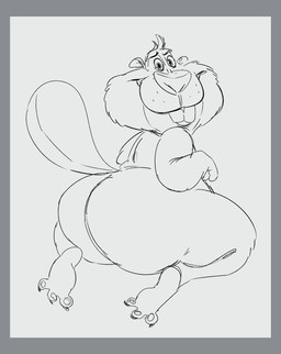 anthro beaver_tail big_butt border buckteeth butt butt_focus claws female grey_border nude nude_anthro nude_female simple_background slightly_chubby smile solo tail teeth white_background jodero disney zootopia nibbles_maplestick beaver mammal rodent hi_res sketch