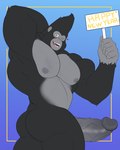 anthro big_muscles big_penis genitals heart_symbol holding_object holidays huge_penis hyper hyper_genitalia hyper_penis male muscular nipples nude one_eye_closed penis sign solo standing wink unrealrui illumination_entertainment new_year sing_(movie) johnny_(sing) ape gorilla haplorhine mammal primate hi_res