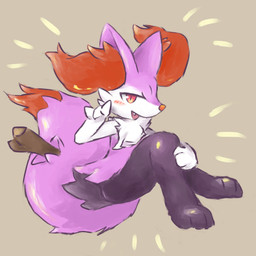 3_fingers 3_toes ambiguous_anthro ambiguous_gender anthro arm_tuft big_tail biped black_body black_fur blush blush_lines cheek_tuft chest_tuft cute_fangs dipstick_tail emanata facial_tuft fangs feet fingers fluffy fluffy_tail fur hip_tuft inner_ear_fluff looking_at_viewer markings multicolored_body multicolored_fur nude_ambiguous nude_anthro object_in_tail open_mouth open_smile pointy_ears prick_ears purple_body purple_fur purple_tail red_body red_eyes red_fur red_inner_ear_fluff red_nose red_tail_tip shoulder_tuft side_view simple_background sitting smile snout solo stick stick_in_tail tail tail_markings teeth toes tuft two_tone_tail white_body white_fur sanchimpo nintendo pokemon braixen canid generation_6_pokemon mammal pokemon_(species) shiny_pokemon 1:1 2022 absurd_res colored digital_drawing_(artwork) digital_media_(artwork) full-length_portrait hi_res portrait shaded