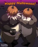 anthro balls belly biceps brown_body brown_fur duo erection food for_a_head fruit fur genitals holidays male male/male nude overweight penis plant pumpkin pumpkin_head hisashiyo_0705 halloween lifewonders live_a_hero tokyo_afterschool_summoners moritaka_(tas) shoen canid canine canis domestic_dog mammal object_head raccoon_dog tanuki crossover hi_res