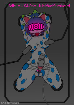 accessory anthro balls blush bodily_fluids breast_milking breasts cock_ring edging genital_fluids genitals gynomorph hypnosis hypnotic_device hypnotic_visor intersex jewelry lactating limb_slot mind_break mind_control onomatopoeia orgasm orgasm_denial orgasm_denial_ring penile penis penis_accessory penis_jewelry penis_milking penis_milking_machine solo sound_effects text timer timer_display wall_bondage sobertodef felid mammal pantherine snow_leopard absurd_res english_text hi_res