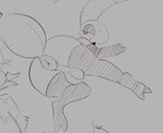 anthro anus arthropod balls clothing genitals insect juice_the_bug leggings legwear low_contrast male monochrome solo squishy_(artist)