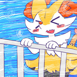 >o< ambiguous_anthro ambiguous_gender anthro biped blush blush_stickers eyes_closed food front_view open_mouth shrimp_(food) simple_background snout solo standing wind annyui0611 nintendo pokemon braixen canid generation_6_pokemon mammal pokemon_(species) 1:1 2024 digital_drawing_(artwork) digital_media_(artwork) hi_res japanese_description portrait three-quarter_portrait translated_description
