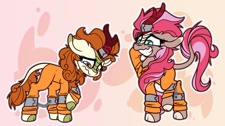 bodily_fluids bound brown_body brown_eyes brown_fur chain chained clothing cloven_hooves cuff_(restraint) duo female fur green_body green_eyes green_scales hooves horn long_tail mane orange_mane pink_mane prison_uniform prisoner restrained restraints scales shackles submissive submissive_female tail tears uniform wavy_mouth white_body white_scales nekro-led asian_mythology chinese_mythology east_asian_mythology friendship_is_magic hasbro my_little_pony mythology autumn_blaze_(mlp) fan_character dragon kirin mammal mythological_creature mythological_scalie scalie 16:9 hi_res widescreen