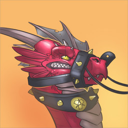 ambiguous_form angry anthro bdsm bondage bound clenched_teeth collar frill_(anatomy) glare horn leash leather looking_at_viewer male muzzle_(object) red_body red_scales reins scales simple_background snarling snout solo spiked_collar spikes teeth yellow_eyes spiritraptor mythology thorphax dragon mythological_creature mythological_scalie scalie 1:1 icon low_res