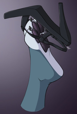 anthro black_clothing black_footwear black_high_heels claws clothing disembodied_foot feet female foot_focus foot_shot footwear fur grey_body grey_fur heels_removed high_heels loose_footwear pawpads paws shoe_dangle shoes simple_background soles solo toe_claws toes magferret_(artist) illumination_entertainment sing_(movie) porsha_crystal canid canine canis mammal wolf 2022 signature