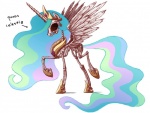 bone feathered_wings feathers female feral hair horn multicolored_hair princess quadruped royalty skeleton solo tail white_body white_feathers wings sachsen friendship_is_magic hasbro my_little_pony mythology princess_celestia_(mlp) equid equine mammal mythological_creature mythological_equine undead winged_unicorn