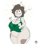 anthro apron apron_only belly big_butt breast_squish breasts butt clothing female genitals milk mostly_nude navel overweight pussy solo squish imafetish starbucks gretchen_(imafetish) bovid bovine cattle mammal absurd_res hi_res