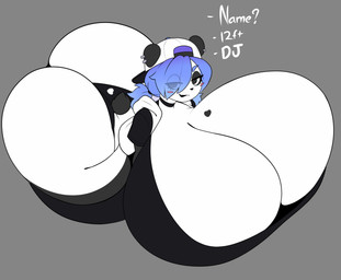 anthro baseball_cap big_breasts big_butt black_clothing black_eyelids black_eyes black_nose black_underwear blue_eyebrows blue_hair blush blush_stickers breasts butt butt_cleavage choker cleavage clothed clothing ear_piercing eye_through_hair eyebrows eyelashes female hair half-closed_eyes hat headgear headwear heart_(marking) huge_breasts huge_butt huge_hips huge_thighs hyper hyper_breasts hyper_butt hyper_hips hyper_thighs jacket jewelry legwear looking_at_viewer markings monochrome_body narrowed_eyes necklace overflowing_breasts panda_ears panda_tail piercing solo thick_thighs thigh_highs topwear translucent translucent_hair underwear voluptuous_female white_body wide_hips rollerlane bear giant_panda mammal 2025 absurd_res hi_res