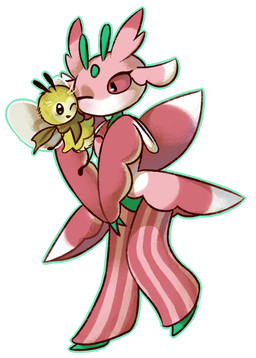 ambiguous_gender antennae_(anatomy) anthro barefoot biped black_eyes duo empty_eyes eye_contact eyelashes facial_markings feet flower flying front_view fur green_body head_markings insect_wings leg_markings lepidopteran_wings looking_at_another markings multicolored_body naturally_censored nude one_eye_closed open_mouth open_smile pink_body pink_markings plant pseudo_clothing red_body red_eyes scarf simple_background size_difference smile standing stripes white_background white_body white_fur white_markings wings wink yellow_body yellow_fur badcactus nintendo pokemon arthropod elemental_creature flora_fauna generation_7_pokemon insect lurantis pokemon_(species) ribombee 2016 cel_shading digital_media_(artwork) full-length_portrait portrait shaded