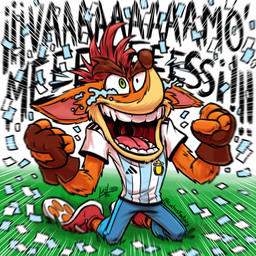 4_fingers anthro argentina biped bodily_fluids clothed clothing crying fingerless_gloves fingers fur gloves green_eyes handwear male open_mouth orange_body orange_fur screaming soccer_uniform solo sportswear tears tears_of_joy text uniform luchosfactory activision argentina_national_football_team crash_bandicoot_(series) fifa crash_bandicoot bandicoot mammal marsupial 1:1 2022 full-length_portrait hi_res portrait signature