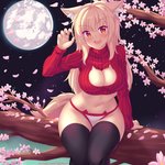 blonde_hair breasts cat_ear_panties cherry_blossom cleavage cleavage_cutout clothed clothing colored_edge_panties cutout female flower hair in_tree legwear moon night outside panties plant prunus_(flower) sitting sky solo star sweater thigh_highs topwear tree underwear white_clothing white_panties white_underwear fastrunner2024 tiffy_(fastrunner2024) animal_humanoid cat_humanoid felid felid_humanoid feline feline_humanoid humanoid mammal mammal_humanoid 1:1 2019 digital_media_(artwork) hi_res shaded