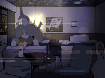 anal anal_penetration anthro anus balls bed bedroom butt detailed_background duo erection from_front_position furniture genitals grey_body male male/male male_penetrated male_penetrating male_penetrating_male mating_press overweight penetration penile penile_penetration penis penis_in_ass sex thrusting moesouna_gomi cetacean dolphin fish mammal marine oceanic_dolphin orca shark toothed_whale