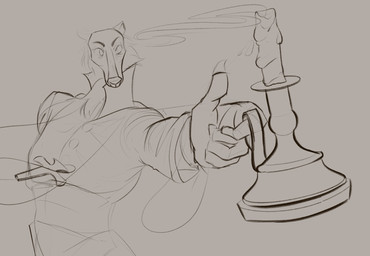 ambiguous_gender anthro candle candle_holder candlestick cross male priest priest_robes simple_background solo cheeskeke borzoi canid canine canis domestic_dog hunting_dog mammal sighthound digital_drawing_(artwork) digital_media_(artwork) flat_colors hi_res monochrome sketch
