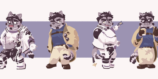 anthro belt black_body black_fur black_hair chibi clothing eyewear fur hair male muscular muscular_anthro muscular_male onmyouji pecs sunglasses superhero sweater topwear turtleneck furries_tetras lifewonders live_a_hero tsuneaki domestic_cat felid feline felis mammal absurd_res hi_res