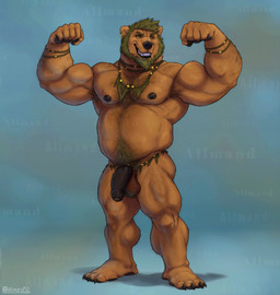 anthro armpit_hair ball_tuft balls beard belly_hair biceps big_penis black_sclera body_hair chest_hair ear_piercing eyebrows facial_hair flaccid flexing foreskin genitals hairy_balls happy_trail humanoid_genitalia humanoid_penis jewelry male musclegut muscular muscular_anthro muscular_calves muscular_legs muscular_male necklace necklace_only nude pecs penis piercing plantigrade smile smiling_at_viewer solo thick_calves tuft allmand52 bear mammal hi_res