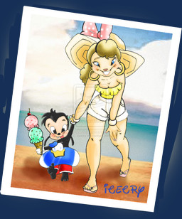anthro beach black_eyes black_nose blonde_hair blue_eyes blush bottomwear bow_ribbon bracelet breasts brown_nose cherry cleavage clothed clothing cloud dessert duo ear_piercing ear_ring eyelashes female flip_flops food footwear fruit gloves grin hair hand_holding handwear happy hat headgear headwear holding_object ice_cream inflatable jewelry leaning leaning_forward long_hair looking_at_viewer love male neonate photo piercing plant pool_float ribbons ring_piercing sand sandals sea seaside shirt shoes shorts sky smile toddler topwear walking water young icecry disney goof_troop max_goof canid canine canis domestic_dog mammal alpha_channel mother_(lore) mother_and_child_(lore) mother_and_son_(lore) parent_(lore) parent_and_child_(lore) parent_and_son_(lore) son_(lore)
