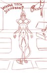 4_arms 4_eyes anthro augmented breasts cybernetics female jaws machine multi_arm multi_eye multi_limb nipples nude paws science_fiction sketchy solo synthetic the_dark_skull android canid canine canis cyborg jackal mammal robot 5:8 digital_drawing_(artwork) digital_media_(artwork) full-length_portrait guide_lines hi_res line_art portrait sketch sketch_page