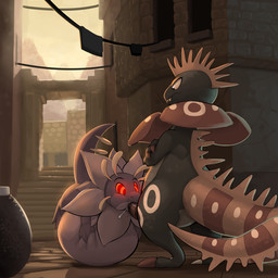 ambiguous_gender back_spines belly big_belly bodily_fluids city clothes_line cobblestone crossed_arms cum cum_in_mouth cum_inflation cum_inside dominant dominant_male fellatio female genital_fluids genitals huge_belly hypnosis hypnotic_eyes inflated_belly inflation larger_male lying lying_on_self male male/ambiguous markings mind_control on_front oral outside penile penis plant public public_sex raised_tail sex size_difference smaller_female stairs standing street striped_genitalia striped_markings striped_penis striped_tail stripes submissive submissive_female tail tail_markings ozoneserpent floraverse mythology nymlus wilburforce_(graedius) dragon elemental_creature flora_fauna frilled_petal_dragon mythological_creature mythological_scalie scalie 1:1 female_(lore)