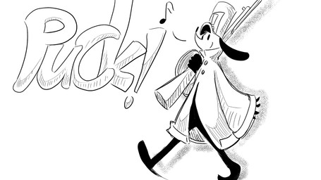 anthro bayonet button_(fastener) clothing knife male military military_uniform musical_note musical_symbol smile soldier solo symbol uniform walking warrior weapon dragonweirdo puck_(dragonweirdo) canid canine canis domestic_dog mammal 16:9 comic hi_res monochrome widescreen