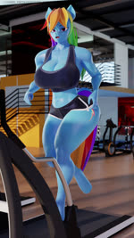 3d_(artwork) 3d_animation 9:16 abs animated anthro anthrofied athletic_wear big_breasts blackspoiler blender_(software) blender_cycles blue_body bottomwear bouncing_breasts breasts clothing cutie_mark digital_media_(artwork) equid equine female flashing flashing_breasts friendship_is_magic gorillaz grin gym gym_bottomwear gym_shorts hair hasbro hi_res hooves horse jogging looking_at_viewer mammal multicolored_hair muscular music my_little_pony navel nipples rainbow_dash_(mlp) rainbow_hair shirt short_playtime shorts smile smug solo sound tank_top tongue tongue_out topwear treadmill unguligrade_anthro webm