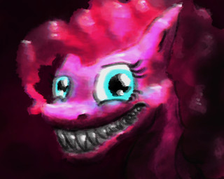 creepy dark feral horror_(theme) looking_at_viewer nightmare_fuel smile solo bittertooth friendship_is_magic hasbro my_little_pony pinkie_pie_(mlp) earth_pony equid equine horse mammal pony 2011 5:4