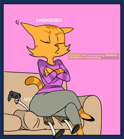 4_fingers age_difference annoyed anthro anthro_on_bottom anthro_on_top arms_bent bent_legs big_ears biped black_clothing black_footwear black_shoes border bottom_heavy bottomwear brown_bottomwear brown_clothing brown_shorts butt_crush cheek_tuft closed_frown clothed clothed_anthro clothed_female clothed_male clothing controller crossed_arms crossed_legs duo ear_twitch ears_aside eyebrows eyelashes eyes_closed faceless_anthro faceless_character faceless_male facial_markings facial_tuft female female_on_top fingers footwear frown fully_clothed fully_clothed_anthro fully_clothed_female fur fur_tuft furniture game_controller grey_bottomwear grey_clothing grey_pants head_markings holding_controller holding_game_controller holding_object humanoid_hands larger_female larger_on_top light_body light_fur long_eyelashes lying lying_on_sofa male male/female male_on_bottom markings mature_anthro mature_female monotone_background motion_lines motion_outline mouth_closed number older_female on_another on_back on_bottom on_sofa on_top orange_body orange_ears orange_eyebrows orange_fur orange_markings orange_stripes orange_tail pants pattern_clothing pattern_shirt pattern_t-shirt pattern_topwear pink_background pink_nose plantigrade purple_clothing purple_shirt purple_t-shirt purple_topwear shirt shoes shorts simple_background sitting sitting_on_another sitting_on_sofa size_difference smaller_male smaller_on_bottom sofa striped_body striped_clothing striped_face striped_fur striped_legs striped_markings striped_shirt striped_t-shirt striped_tail striped_topwear stripes t-shirt tail tail_markings tan_sofa text text_box thick_thighs thin_arms thin_legs three-quarter_view topwear transparent_border tuft white_body white_fur white_text wide_hipped_anthro wide_hipped_female wide_hips yellow_text young young_anthro young_male younger_male dbaru third-party_edit flaminhotcheatoes_(colorist) 67_(meme) litterbox_comics fran_(litterbox_comics) vincent_(litterbox_comics) domestic_cat felid feline felis mammal tabby_cat 2026 alpha_channel color_edit colored digital_drawing_(artwork) digital_media_(artwork) english_text mother_(lore) mother_and_child_(lore) mother_and_son_(lore) parent_(lore) parent_and_child_(lore) parent_and_son_(lore) son_(lore)