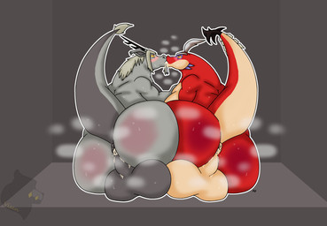 anthro anus balls big_balls blush bodily_fluids butt cum cum_in_ass cum_in_mouth cum_inside duo facial_hair genital_fluids genitals goatee grey_body grey_hair grey_scales hair heart_pupils heart_symbol horn kissing male male/male musk nude_male overweight overweight_male red_body red_scales scales sweat sweaty_balls sweaty_body sweaty_butt sweaty_genitalia tail tongue yellow_sclera visen_(artist) little_witch_academia mythology nintendo studio_trigger the_legend_of_zelda wind_waker fafnir_(little_witch_academia) valoo dragon mythological_creature mythological_scalie scalie absurd_res digital_drawing_(artwork) digital_media_(artwork) hi_res