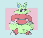 anthro anthrofied balls big_balls big_penis black_sclera blue_glans bottomless bottomless_male clothed clothing crouching footwear foreskin fur genitals glans green_body green_fur huge_balls huge_penis humanoid_genitalia humanoid_penis kneeling male penis pokemorph simple_background socks solo spread_legs spreading sweater topwear unretracted_foreskin birdvian nintendo pokemon fan_character fizzbuzz eeveelution espeon generation_2_pokemon pokemon_(species) shiny_pokemon hi_res