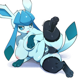 3_fingers 3_toes anthro areola big_breasts biped blue_body blue_eyes blue_fur blue_tail blush breasts camel_toe clothed clothed_anthro clothed_female clothing feet female fingers front_view fur legwear navel nipples open_mouth panties pantyhose partially_clothed partially_clothed_anthro partially_clothed_female paws pokemorph simple_background slightly_chubby slightly_chubby_anthro slightly_chubby_female soles solo tail thigh_highs toes tongue topless topless_anthro topless_female underwear white_background lolobot nintendo pokemon eeveelution generation_4_pokemon glaceon pokemon_(species) 1:1 2025 digital_drawing_(artwork) digital_media_(artwork) hi_res