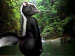 anthro big_butt butt clothing detailed_background female forest hair long_hair nature outside plant pose solo thong tree underwear oystercatcher7 third-party_edit dreamworks over_the_hedge stella_(over_the_hedge) mammal mephitid skunk 4:3 photo_manipulation photomorph pinup