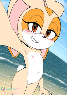 anthro barely_visible_genitalia barely_visible_vulva beach bedroom_eyes biped black_nose blush blush_lines breasts countershade_face countershade_fur countershade_torso countershading day dipstick_ears ear_markings eye_markings female floppy_ears front_view fur genitals grin holding_viewer loli looking_at_viewer lop_ears markings multicolored_body multicolored_ears narrowed_eyes navel nipples nude orange_markings outside pose scut_tail seductive selfie short_tail small_breasts smile solo standing tail tan_body tan_fur text two_tone_body vulva water white_body white_countershading white_fur young young_anthro young_female mikitng sega sonic_the_hedgehog_(series) subscribestar cream_the_rabbit lagomorph leporid mammal rabbit 2025 artist_name colored digital_drawing_(artwork) digital_media_(artwork) signature
