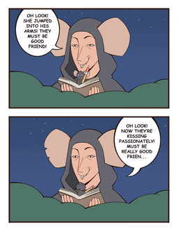 2_panel_comic ambiguous_gender book buckteeth clothed clothing dialogue duo feral fingers grey_body grey_clothing holding_book holding_object holding_pencil motion_lines night open_book outside pencil_(object) sky smile star starry_sky tear_trough teeth text bonnymama7 daisy_(bonnymama7) sneach_(bonnymama7) human mammal rodent 2025 absurd_res comic comic_sans digital_media_(artwork) english_text hi_res