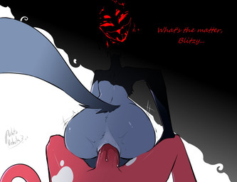 4_eyes anal anal_penetration animal_genitalia anthro anthro_focus anthro_penetrated anus big_butt black_body black_feathers butt dialogue duo erection faceless_character faceless_humanoid faceless_male feathers first_person_view fur genitals grey_anus grey_body grey_feathers grey_fur hand_on_knee hand_on_leg head_turned humanoid_on_anthro humanoid_penetrating humanoid_penetrating_anthro humanoid_pov interspecies long_neck looking_at_another looking_at_partner looking_at_viewer looking_back looking_back_at_another looking_back_at_partner looking_back_at_viewer lube_on_penis male male/male male_anthro male_humanoid male_penetrated male_penetrating male_penetrating_male male_pov motion_lines multi_eye multicolored_body multicolored_feathers multicolored_skin nude nude_anthro nude_humanoid nude_male penetrating_pov penetration penile penile_penetration penis penis_in_ass power_bottom red_body red_eyes red_penis red_skin red_tail red_text sex solo_focus tail tail_feathers talking_to_another talking_to_partner talking_to_viewer text two_tone_body two_tone_feathers two_tone_skin white_body white_skin potatonebula hellaverse helluva_boss blitzo_(helluva_boss) stolas_(helluva_boss) avian bird demon demon_humanoid humanoid imp monster owl owl_demon english_text signature