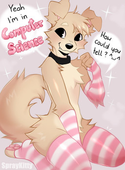 anthro black_nose cheek_tuft clothed clothing collar cute_fangs facial_tuft fangs femboy floppy_ears folded_ears fur head_tuft legwear male male_anthro pattern_clothing pattern_legwear pattern_thigh_highs pink_clothing pink_legwear pink_thigh_highs solo striped_clothing striped_legwear striped_thigh_highs stripes tail tan_body tan_fur tan_tail teeth text thigh_highs topless topless_anthro topless_male tuft spraykitty canid canine canis domestic_dog mammal 2025 artist_name digital_drawing_(artwork) digital_media_(artwork) english_text hi_res