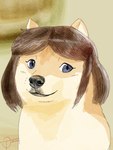 ambiguous_gender blue_eyes brown_hair closed_smile feral feral_with_hair feralized fur hair mouth_closed smile solo tan_body tan_fur toonarscontent dogelore doge june_(jinu) canid canine canis domestic_dog mammal shiba_inu spitz 2020 bust_portrait digital_media_(artwork) digital_painting_(artwork) meme painting_(artwork) portrait female_(lore)