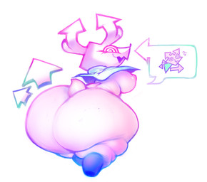 2_horns armless big_breasts big_butt breasts butt capelet clothing eyelashes female horn huge_butt huge_hips huge_thighs hyper hyper_butt hyper_hips hyper_thighs leg_markings markings nipples not_furry open_mouth pink_body presenting presenting_hindquarters rear_view sharp_teeth short_tail shortstack shortstack_female simple_background socks_(marking) solo speech_bubble spiral spiral_eyes sweatdrop_(iconography) tail teeth thick_thighs white_background wide_hips voidcatart deltarune undertale_(series) darkner digital_creature humanoid virovirokun 2023 digital_media_(artwork)