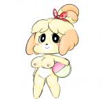 anthro ball beach_ball big_breasts blush breasts female female_anthro fur genitals hair inflatable nipples nude pussy simple_background smile solo yellow_body yellow_fur vallycuts animal_crossing nintendo isabelle_(animal_crossing) canid canine canis domestic_dog mammal shih_tzu toy_dog low_res