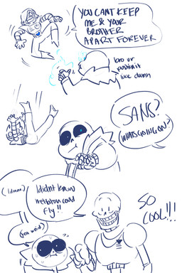 bodily_fluids bone dialogue exclamation_point humor not_furry question_mark simple_background skeleton speech_bubble sweat text white_background wide_eyed miraculoustang undertale undertale_(series) mettaton mettaton_ex papyrus_(undertale) sans_(undertale) animated_skeleton undead 2015 2:3 blue_and_white comic digital_media_(artwork) english_text hi_res monochrome