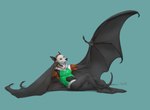 anthro clothed clothing male membrane_(anatomy) membranous_wings orange_eyes simple_background solo wings kuroi-kisin bat flying_fox mammal megabat 2021 digital_media_(artwork)