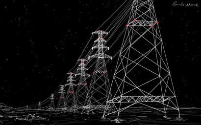 anthro black_arms black_background black_body black_fur black_legs building electricity eyes_closed fur led_light lying male night perspective red_light scenery simple_background solo spread_arms star transmission_tower wire touchworse blavoid canid canine canis mammal wolf 16:10 hi_res sketch widescreen