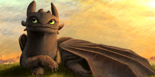 3_toes ambiguous_gender black_body black_claws black_eyes black_scales black_skin claws feet feral field folded_wings front_view grass green_sclera looking_aside looking_up lying membrane_(anatomy) membranous_wings mountain on_side outside plant quadruped rock scales solo sunset text toe_claws toes wings falcrus dreamworks european_mythology how_to_train_your_dragon mythology toothless dragon fury_(httyd) mythological_creature mythological_scalie night_fury scalie western_dragon 2015 digital_media_(artwork) portrait url