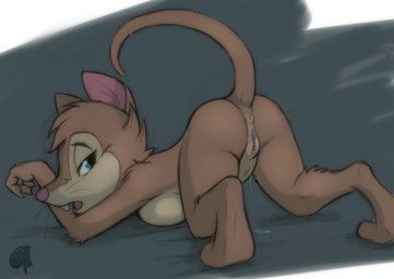 all_fours anthro anus ass_up biped bodily_fluids breasts brown_body brown_fur brown_hair buckteeth butt clitoris female fur genital_fluids genitals hair looking_at_viewer looking_back nude presenting presenting_hindquarters raised_tail solo tail tail_anus teeth vaginal_fluid_string vaginal_fluids vulva whiskers dark_nek0gami don_bluth the_secret_of_nimh mrs._brisby mammal mouse murid murine rodent wood_mouse