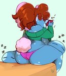 anthro beep beeping big_butt butt clothed clothing different_sound_effects electronics female game_console gaming hair multicolored_hair onomatopoeia panties playing_video_game shoulderless_sweater sleeping solo sound_effects sweater text thick_thighs topwear two_tone_hair underwear vowelless vowelless_sound_effect zzz geeflakes nintendo nintendo_switch geeflakes_(character) lagomorph leporid mammal monster rabbit 2020 hi_res